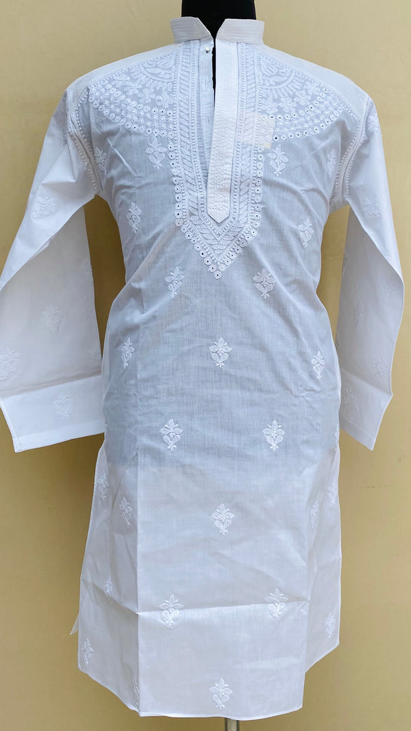 Lucknowi Chikankari Men’s Kurta White Cotton