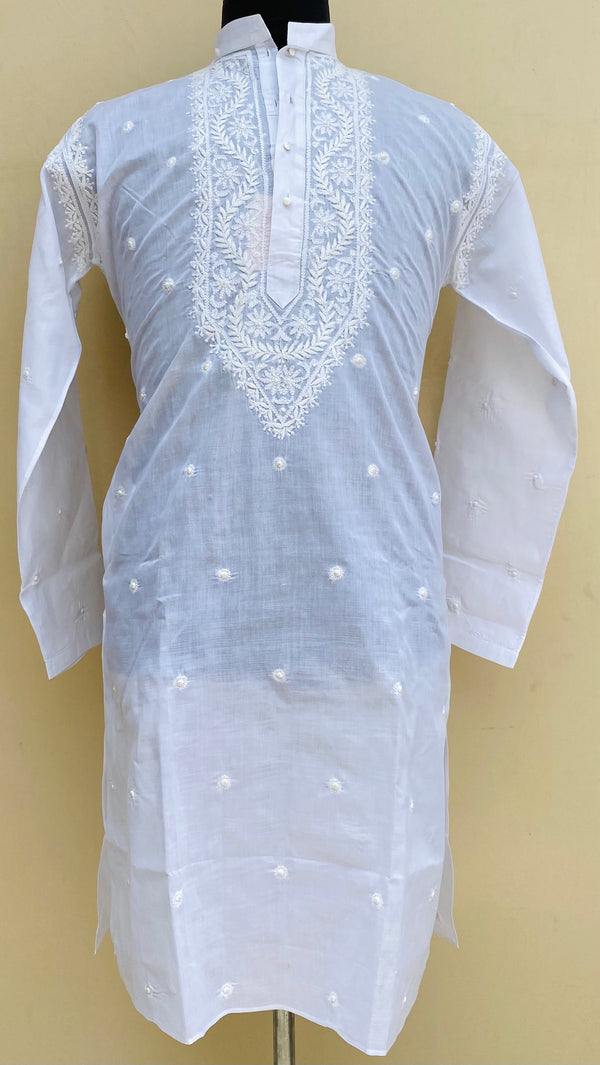 Lucknowi Chikankari Men’s Kurta White Cotton