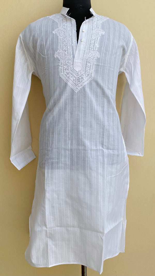 Lucknowi Chikankari Men’s Kurta White Cotton