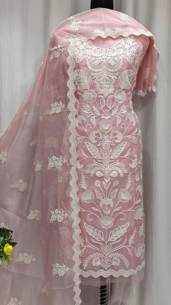 Designer Embroidered Suit Length 3 Piece Kota