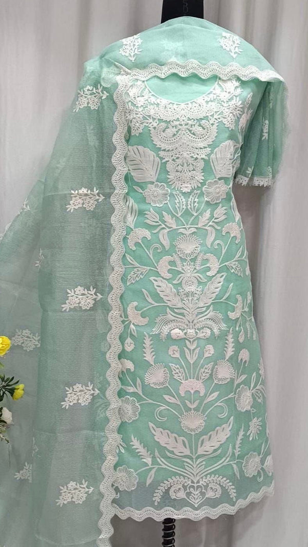 Designer Embroidered Suit Length 3 Piece Kota