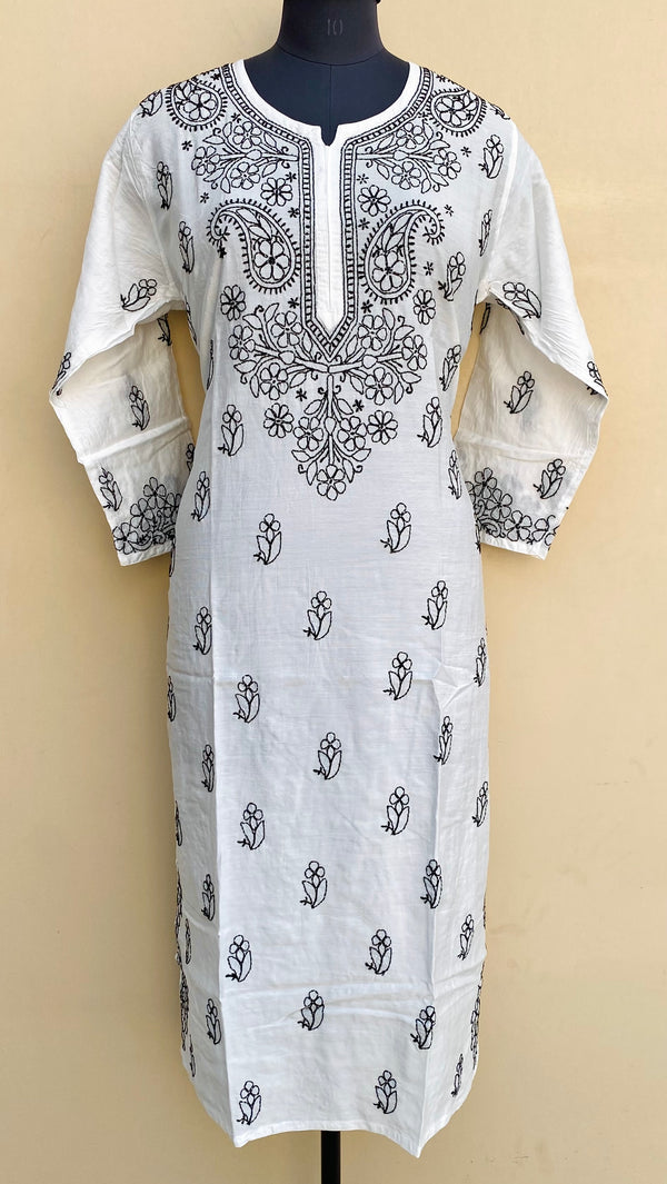 Lucknowi Chikankari Kurti White Muslin Cotton