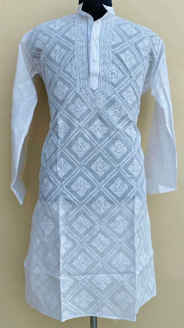 Lucknowi Chikankari Men’s Kurta White Cotton