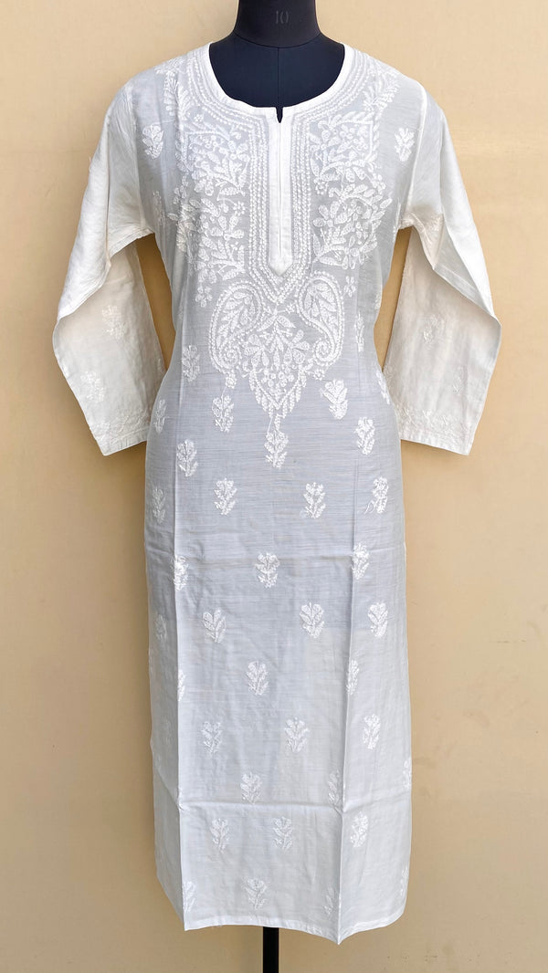 Lucknowi Chikankari Kurti White Muslin Cotton