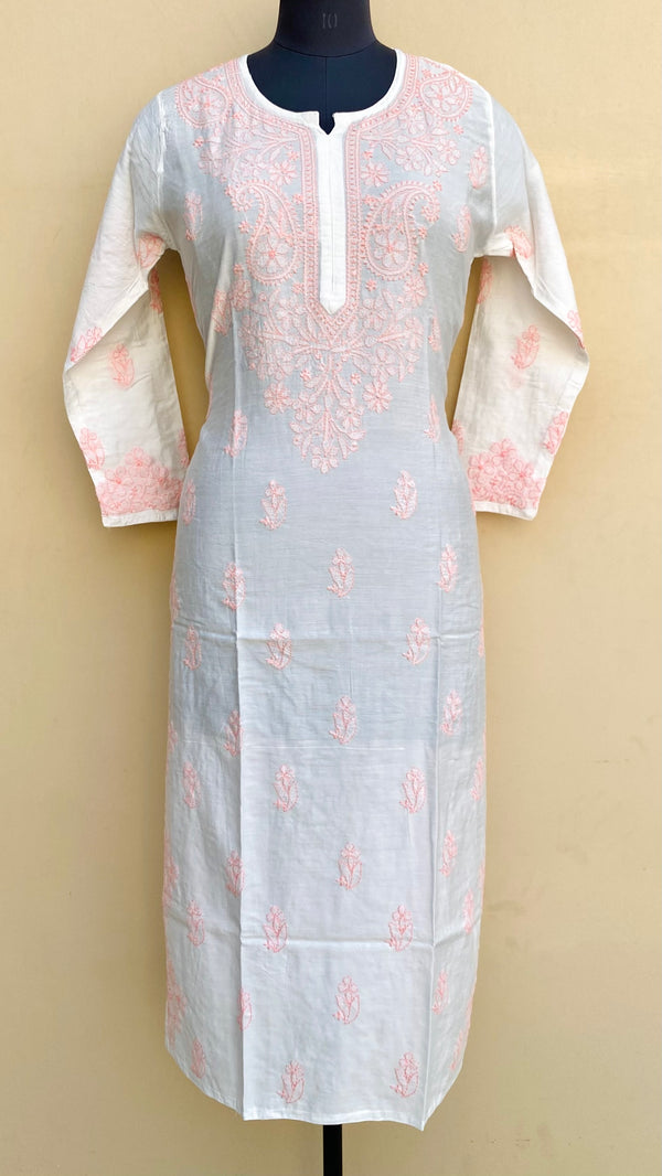 Lucknowi Chikankari Kurti White Muslin Cotton