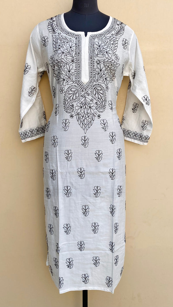 Lucknowi Chikankari Kurti White Muslin Cotton