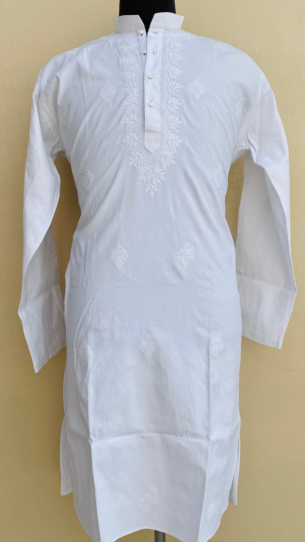 Lucknowi Chikankari Men’s Kurta White Cotton