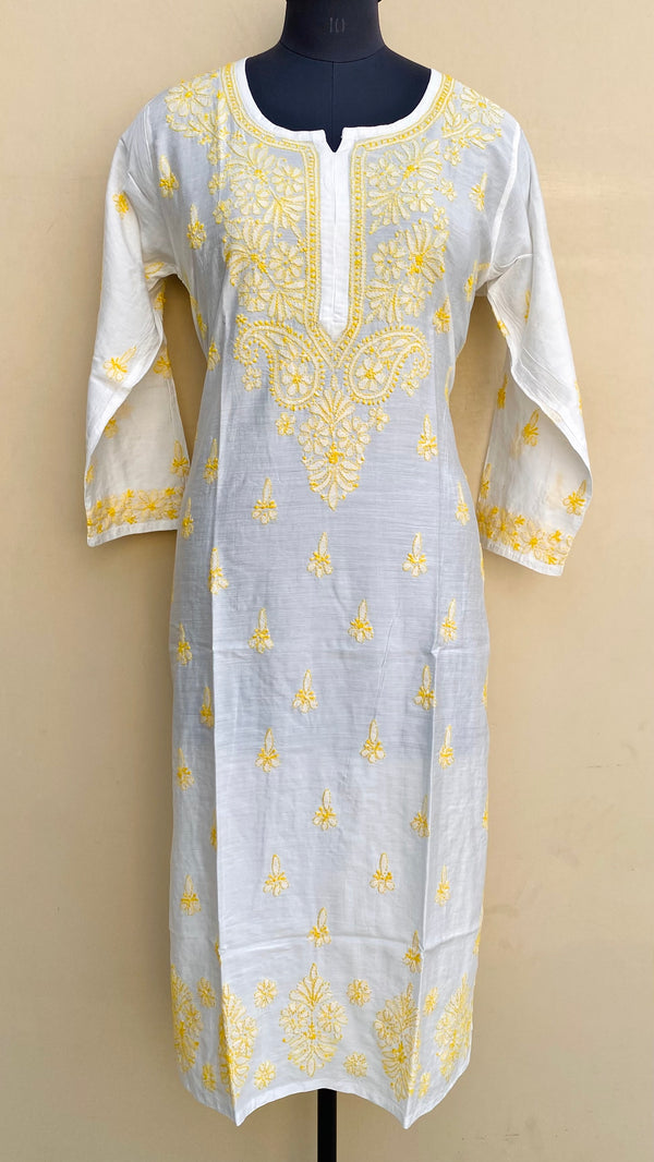 Lucknowi Chikankari Kurti White Muslin Cotton