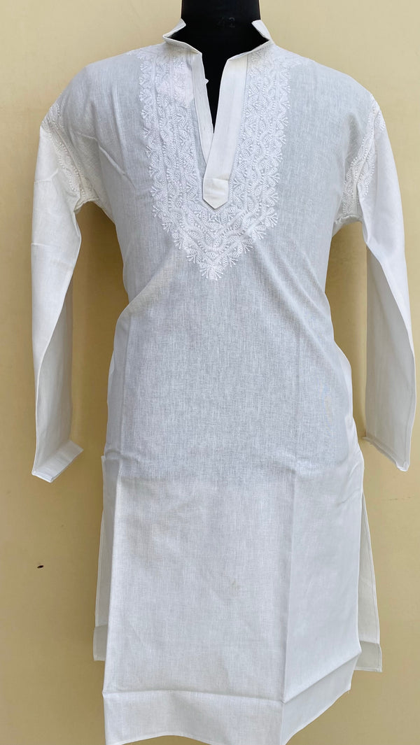 Lucknowi Chikankari Men’s Kurta White Cotton