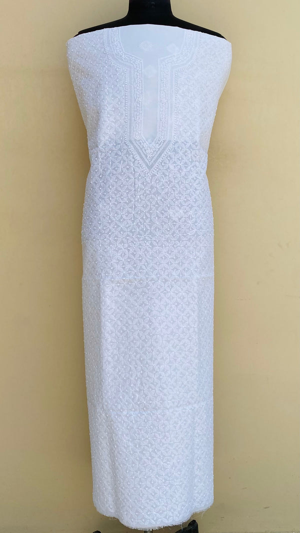 Lucknowi ChikanKari Men’s Kurta Length White Cotton