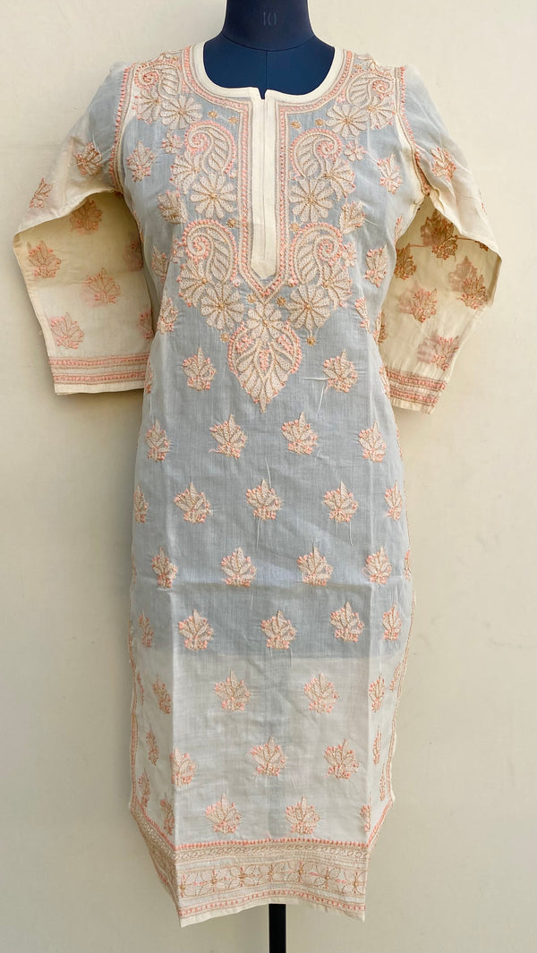 Lucknowi Chikankari Kurti Cream Cotton