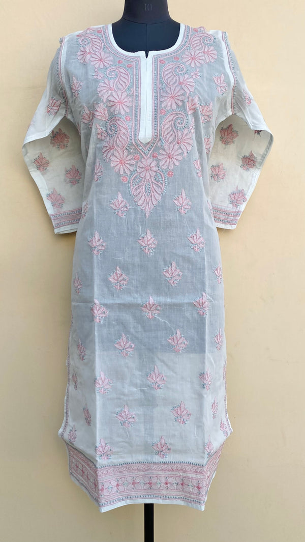 Lucknowi Chikankari Kurti Powder Blue Cotton