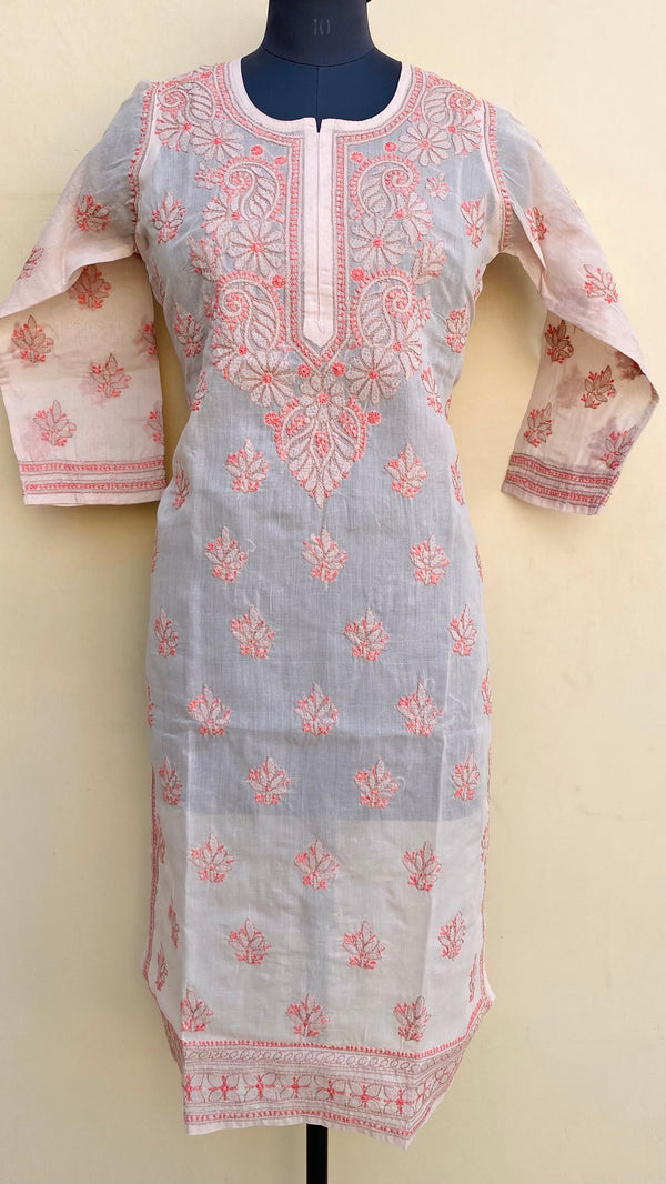 Lucknowi Chikankari Kurti Onion Pink Cotton