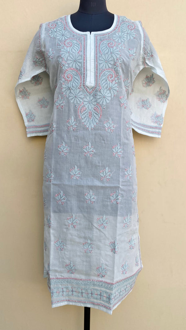 Lucknowi Chikankari Kurti Powder Blue Cotton