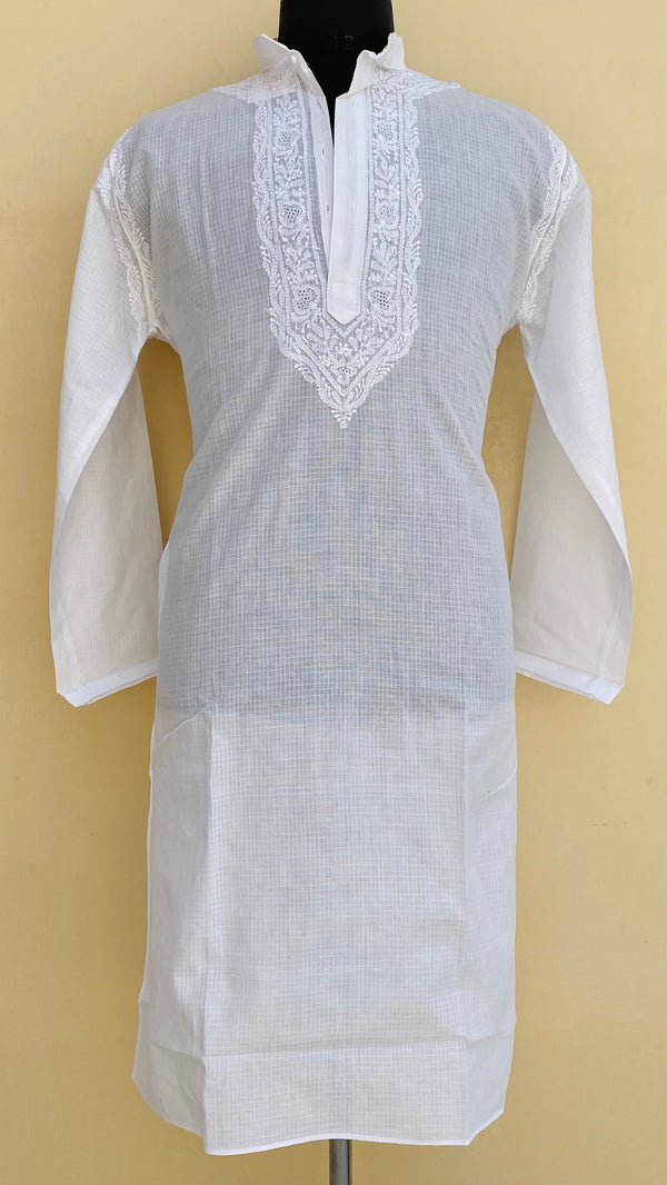 Lucknowi ChikanKari Men’s Kurta White Cotton