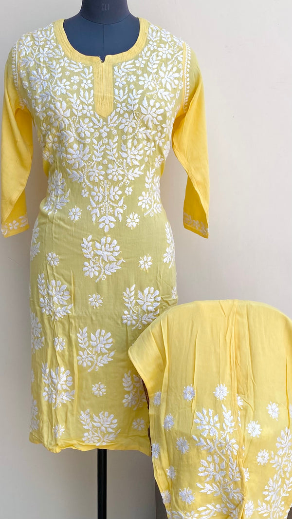 Lucknowi Chikankari Co-ord Set Yellow Modal Cotton