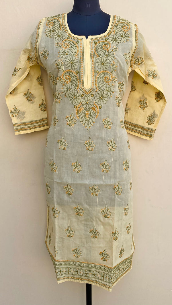 Lucknowi Chikankari Kurti Beige Cotton