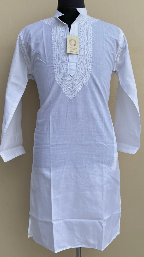 Lucknowi ChikanKari Men’s Kurta White Cotton