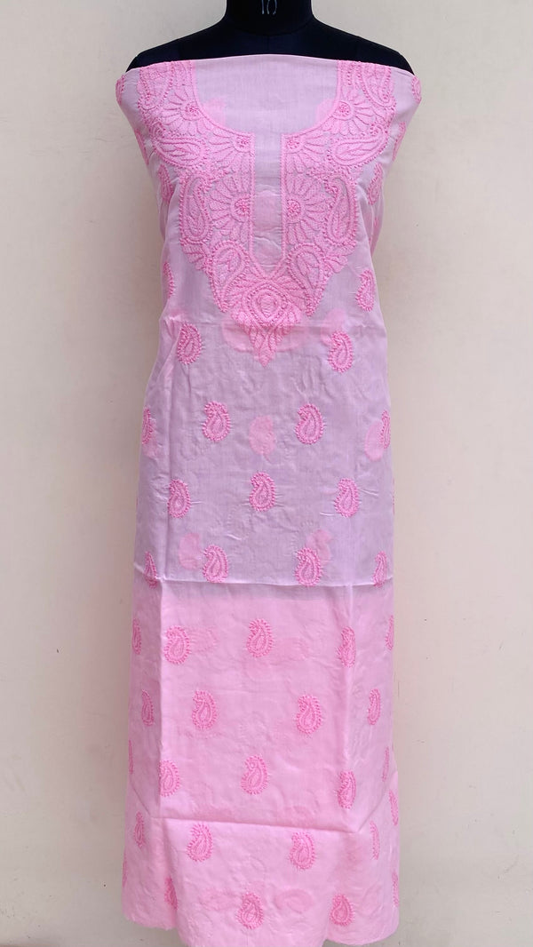 Lucknowi Chikankari Kurta Length Pink Cotton