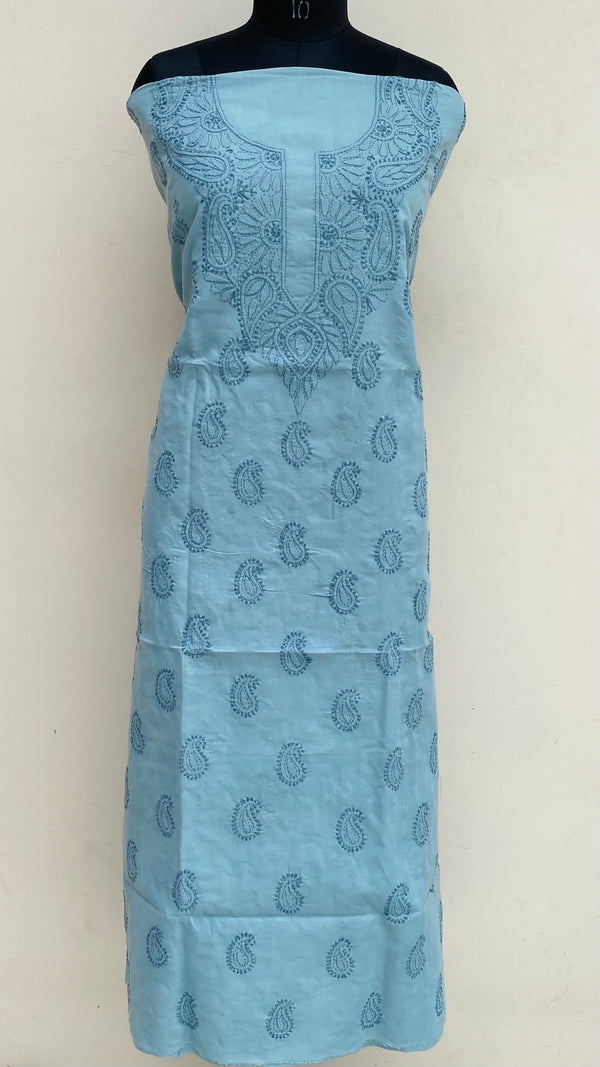 Lucknowi Chikankari Kurta Length Gray Cotton