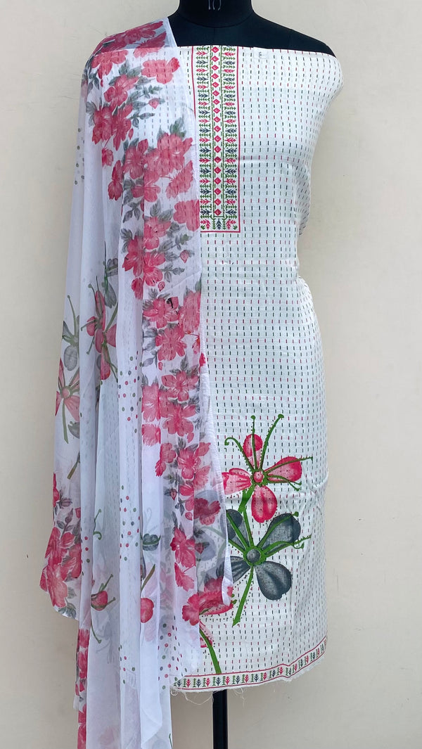 Designer Embroidered Suit Length 3 Piece White Mal Cotton