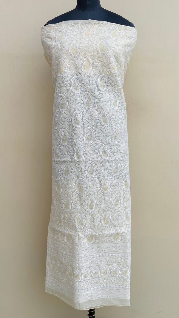 Lucknowi Chikankari Kurta Length Cream Cotton With Jaali work