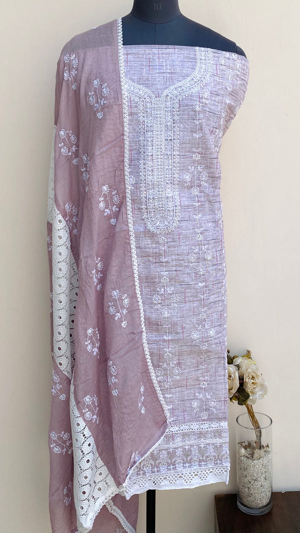 Designer Embroidered Suit Length 3 Piece Copper Linen With Sequence Work