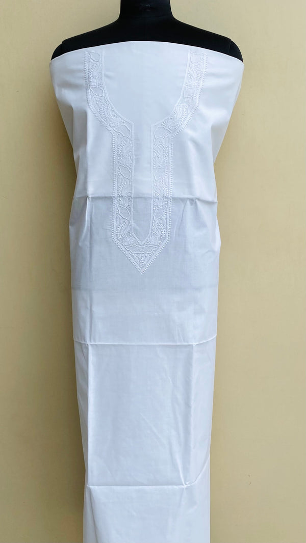 Lucknowi Chikankari Men’s Kurta White Cotton With Jaali Work