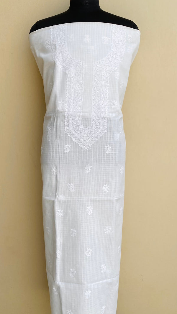 Lucknowi Chikankari Men’s Kurta White Kota With Jaali Work