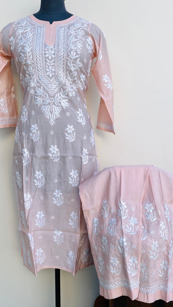 Lucknowi Chikankari Co-ord Set Pink Muslin Cotton