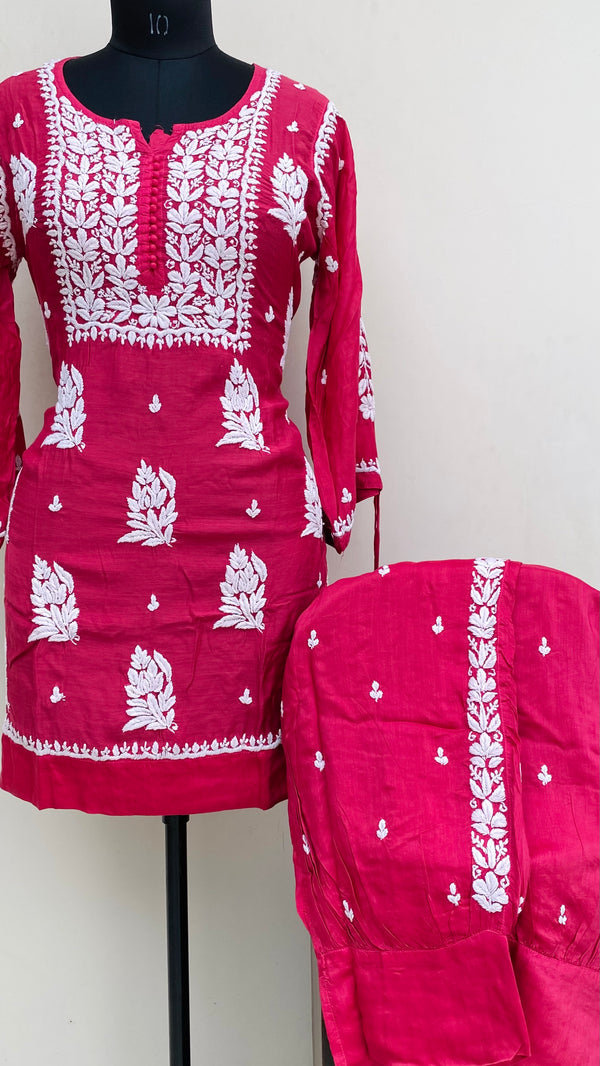 Lucknowi Chikankari Co-ord Set Pink Muslin Cotton