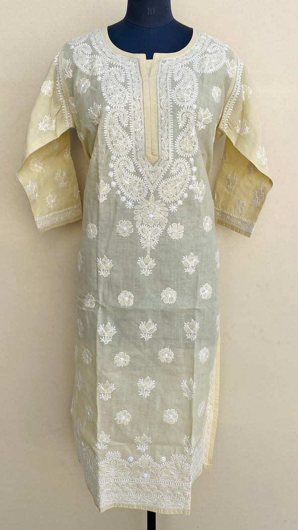 Lucknowi Chikankari Kurti Beige Cotton