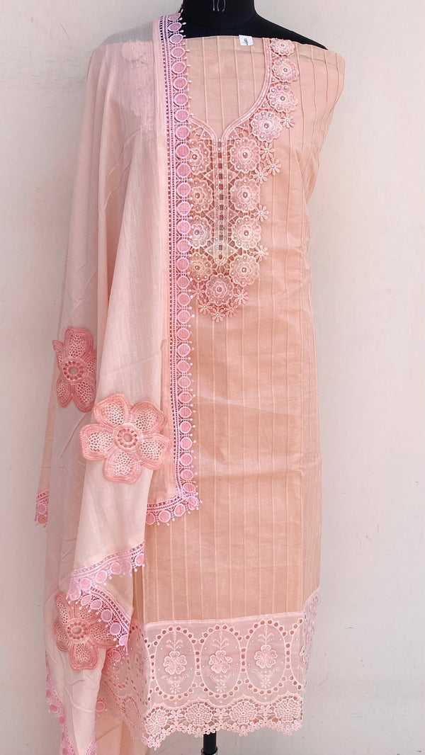 Designer Embroidered Suit Length 3 Piece Pink Organza