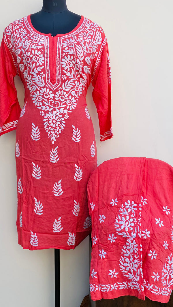 Lucknowi Chikankari Co-ord Set Gajri Modal Cotton