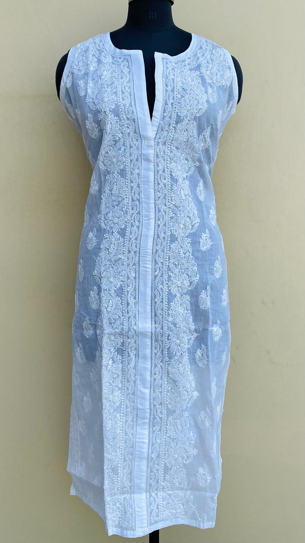 Lucknowi ChikanKari Kurti White Cotton