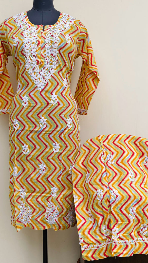 Lucknowi Chikankari Printed Co-ord Set Multicoluor Mulmul Cotton