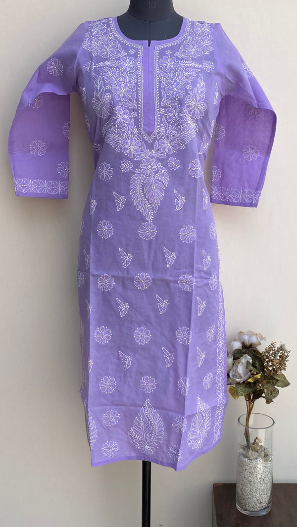 Lucknowi Chikankari Kurti Purple Cotton