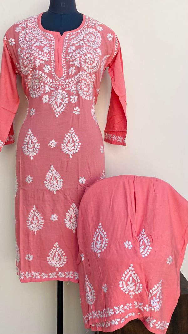 Lucknowi Chikankari Co-ord Set Gajri Modal Cotton