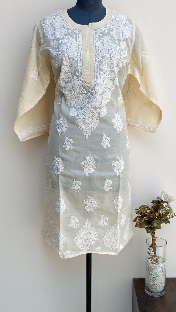 Lucknowi Chikankari Kurti Beige Cotton
