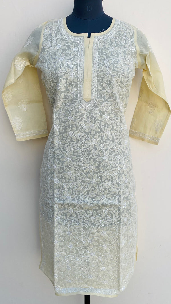 Lucknowi Chikankari Kurti Beige Cotton