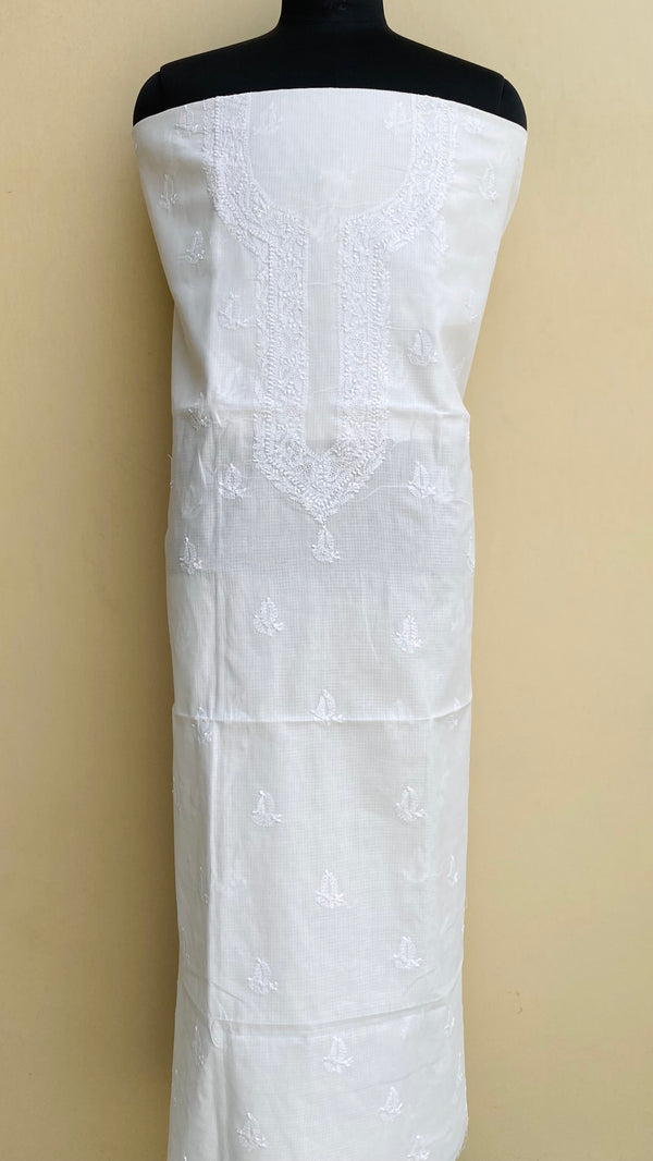 Lucknowi Chikankari Men’s Kurta White Kota With Jaali Work