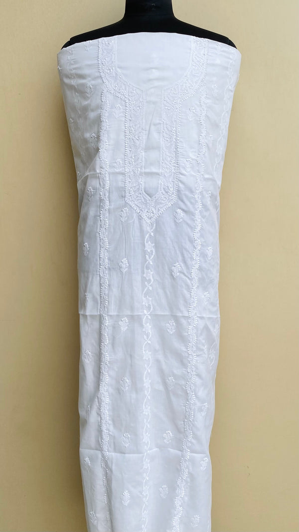 Lucknowi Chikankari Men’s Kurta White Cotton With Jaali & Applique Work