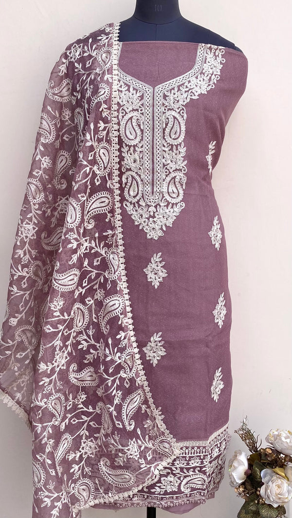 Designer Embroidered Suit Length 3 Piece Onion Pink Kota