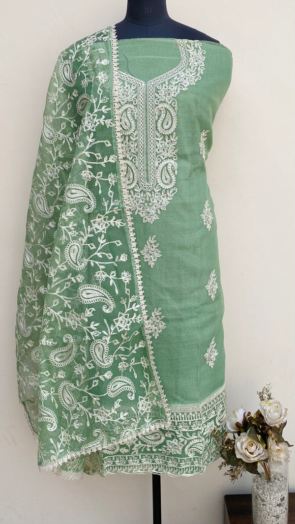 Designer Embroidered Suit Length 3 Piece Teal Green Kota