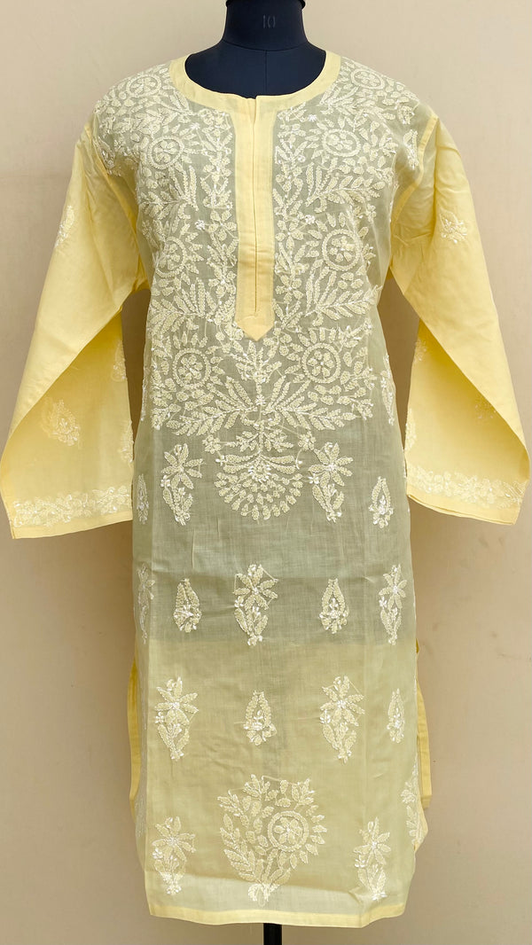 Lucknowi Chikankari Kurti Cream Cotton