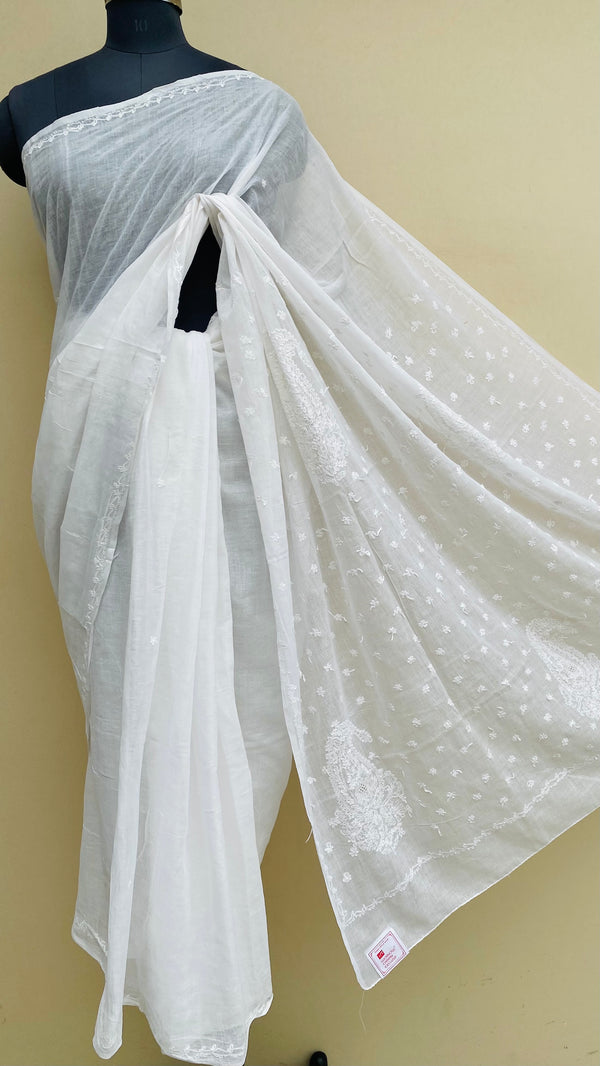 Lucknowi Chikankari Saree White Cotton