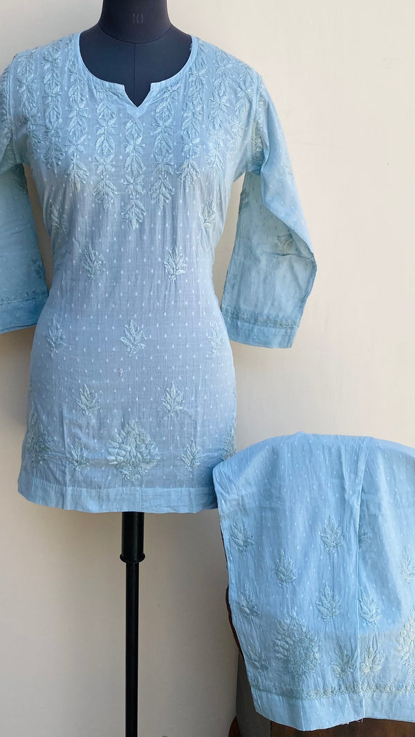 Lucknowi Chikankari Co-ord Set Gray Mulmul Cotton With Self Work