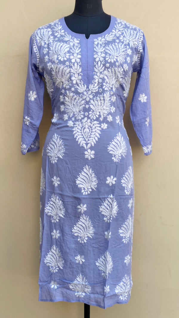 Lucknowi Chikankari Kurti Purple Modal Cotton