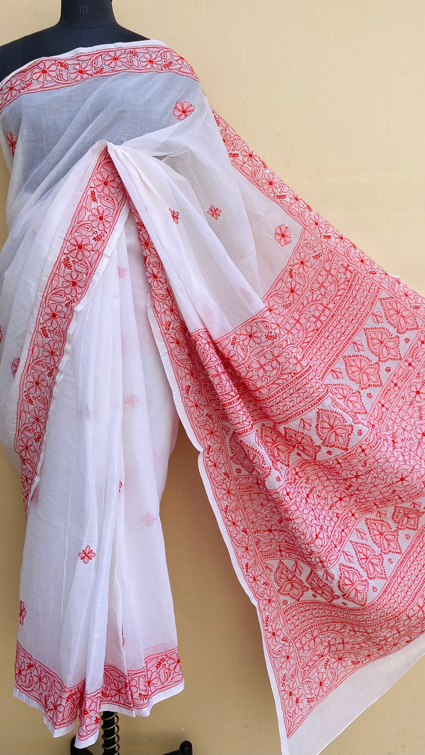 Lucknowi Chikankari Saree white Cotton