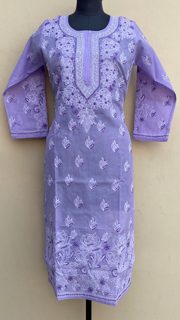 Lucknowi Chikankari Kurti Purple Cotton